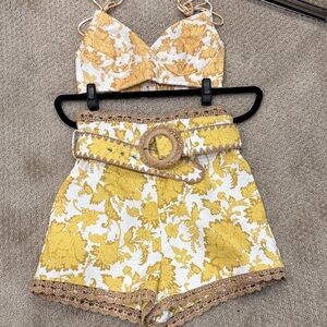 Zimmermann Floral Yellow Women's Shorts set